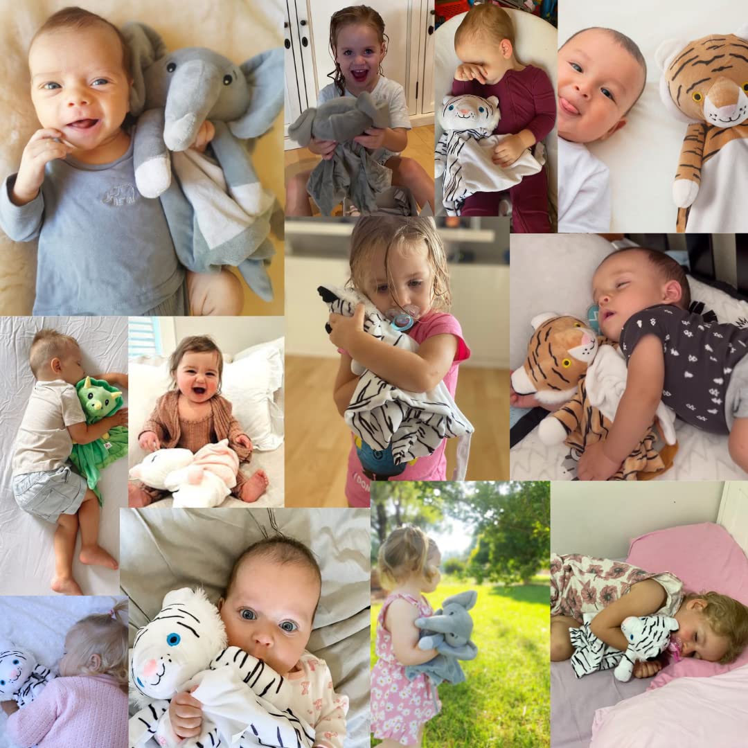 4-in-1 Sound Machine, Baby Lovey, Blanket - White Noise & Lullaby Plush Elephant Calms & Reduces Wakeups, Helps Toddler Sleep Longer - Proven Sleep Aid -Musical BPA-Free, Machine Washable Newborn Gift