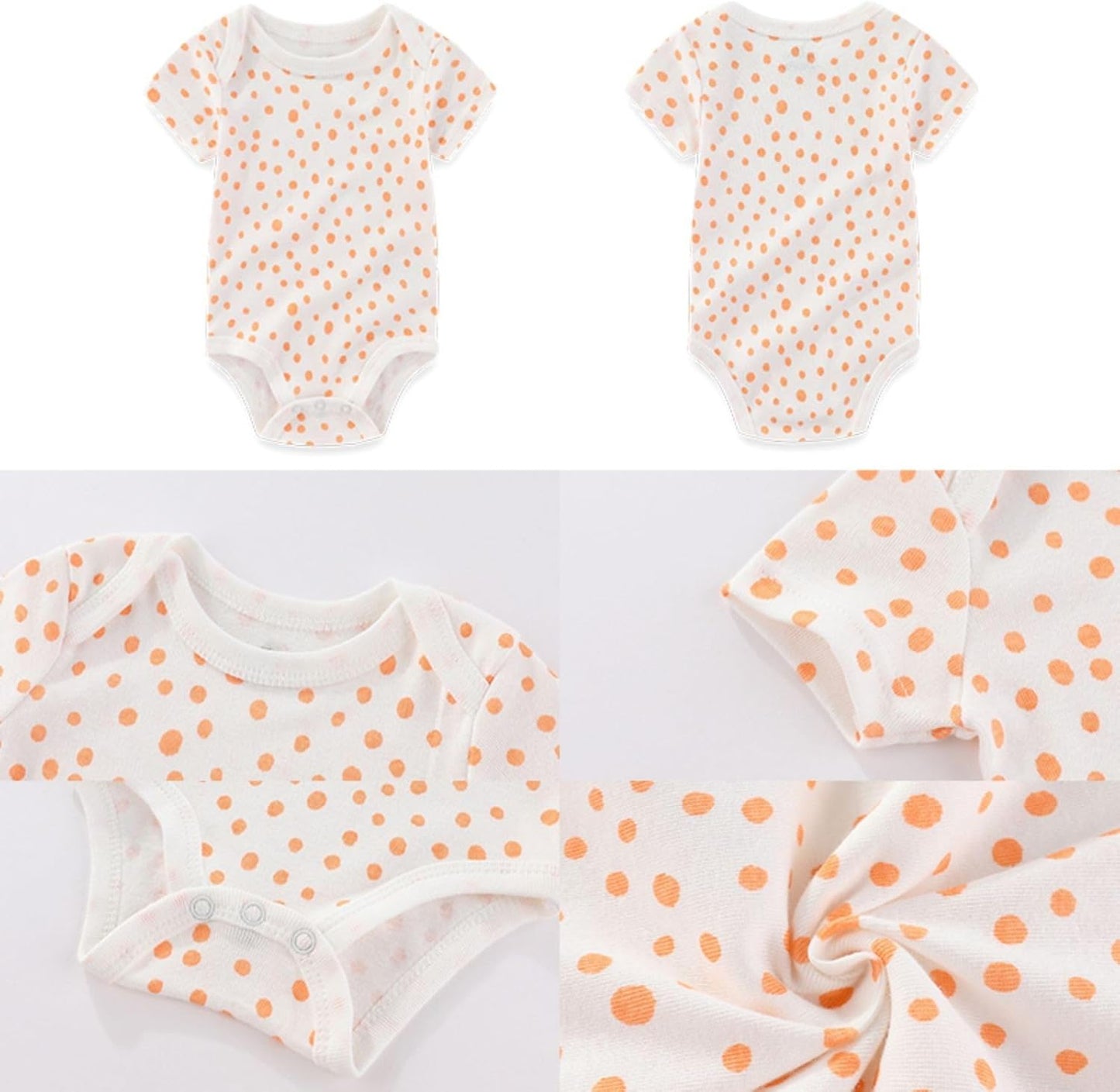 Four Seasons Baby Boy Girl Bodysuits 5-Pack Cotton Comfort Short Sleeve Baby Clothes Soft Infant Outfits