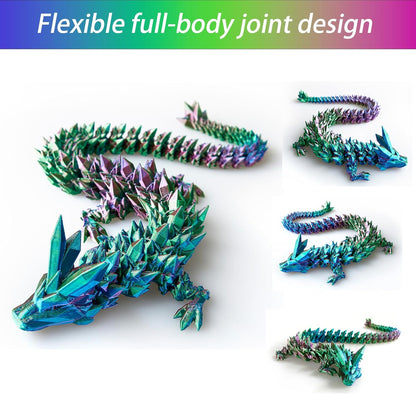 15 inches Dragon with Egg, Red-Green-Blue Dragon Toy,Articulated Crystal Dragon,Fidget Toy Cool