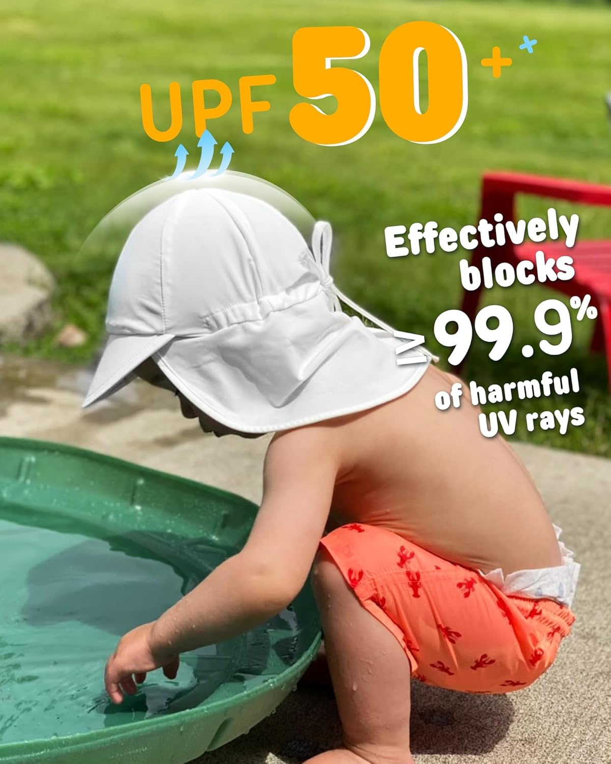 FURTALK Baby Sun Hat Summer Beach Hat UPF 50+ Adjustable Soft Baby Swim Hat with Neck Flap