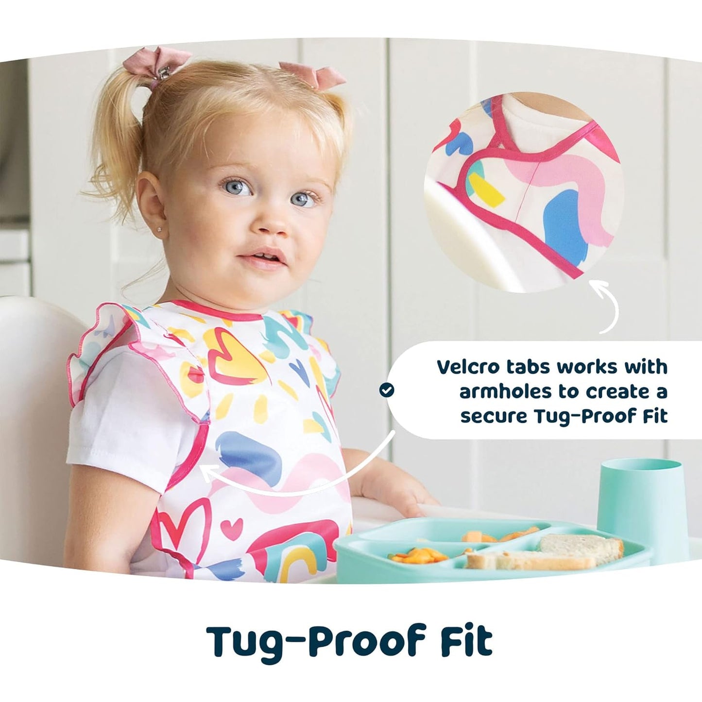 Tiny Twinkle Mess Proof Baby Bib - Waterproof & Lightweight Baby-Led Weaning Apron | 100% Recycled Polyester, Easy Clean & Machine Washable (Ocean Life, Large 2-4 Years)