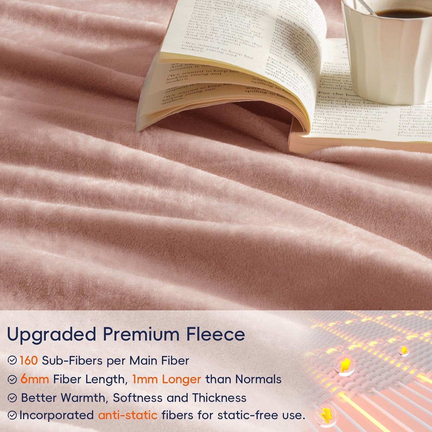 PHF Ultra Soft Fleece Blanket Twin Size, No Shed No Pilling Luxury Plush Cozy 300GSM Lightweight