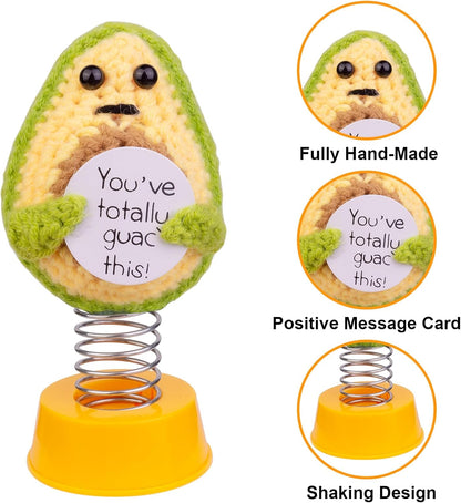Handmade Emotional Support Crochet Avocado, Funny Shaking Avocado Knitting Doll Car Dashboard Decoration Gift with Base for Car Home Office Desk Decoration(Mr. Potato)