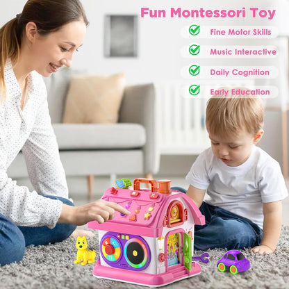 Musical Montessori Toys for 1 Year Old Girl Gifts, First Birthday Gifts for 1 Year Old Girl, Educational Baby Toy 12-18 Month Toddlers Ages 1-2 (Pink)