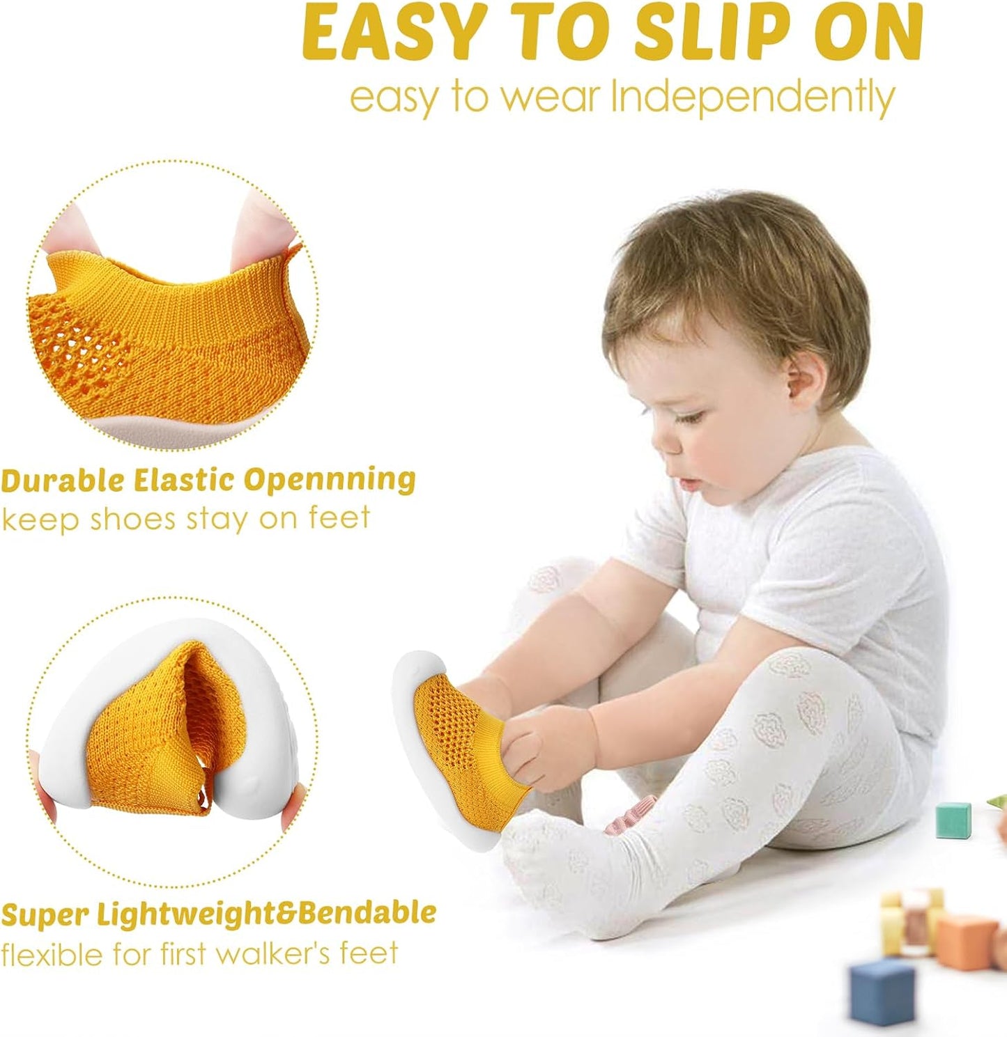 Baby Walking Shoes Toddler Girl Boy Soft Sole Breathable Mesh Slip on Summer Wide Shoes Infant Flexible Lightweight Non-Slip Safer Causal Tennis Shoes Toddler First Walkers Shoes Rubber Soles Outdoor