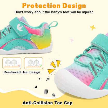 FEETCITY Wide Baby Shoes Boys Girls Baby Barefoot Shoes Breathable Infant Walking Shoe Crib Sock Shoe Toddler Sneakers Flexible