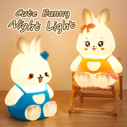 Night Light for Kids Bunny Lamp, Cute Easter Gifts for Girls,Rechargeable Baby Nursery Nightlight for Bedroom, Animal Silicone Kids Lamp Kawaii Room Decor