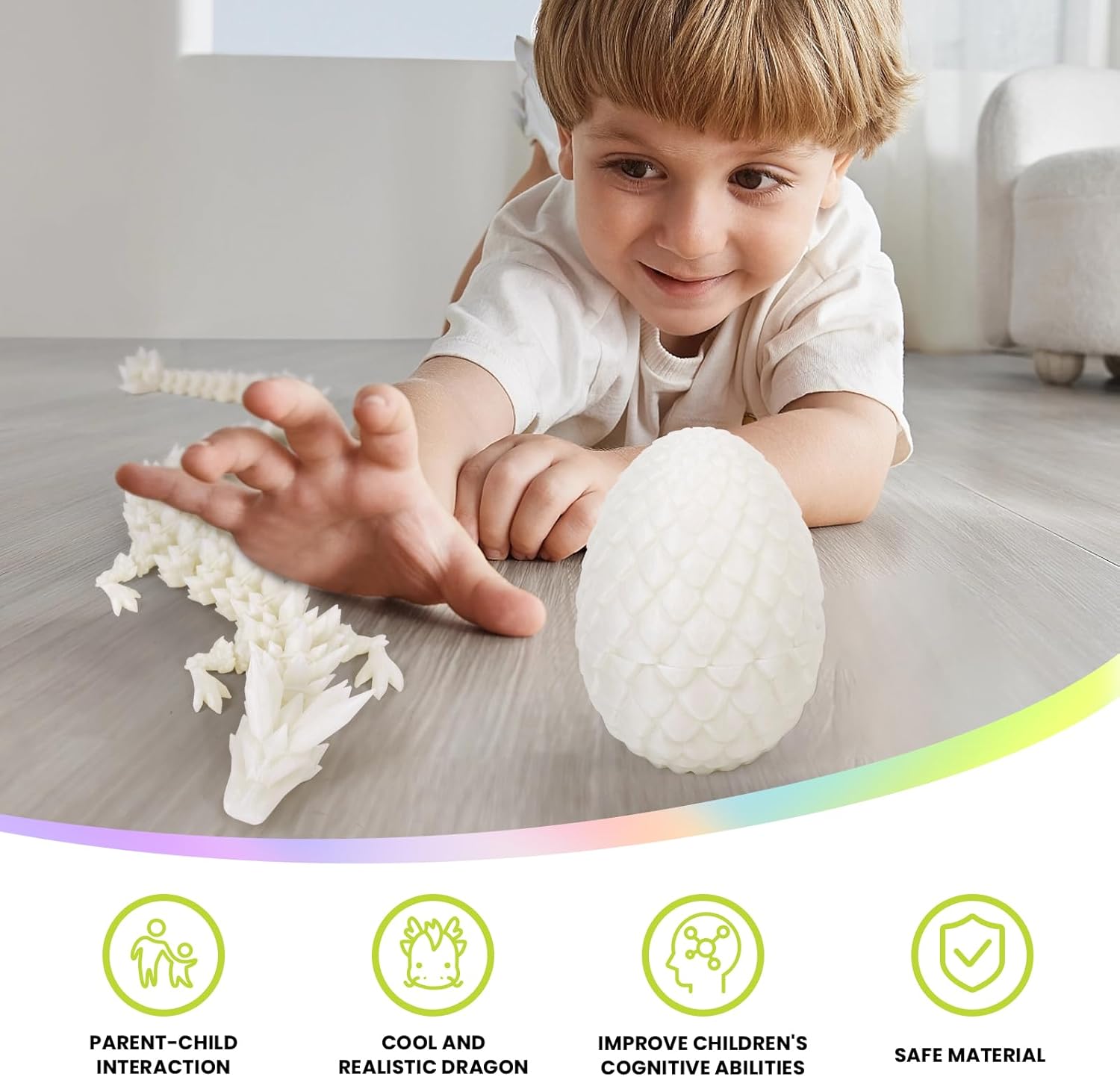 3D Printed Dragon Egg,Dragon Eggs with Dragon Inside,Crystal Dragon Fidget Toys,Full Articulated