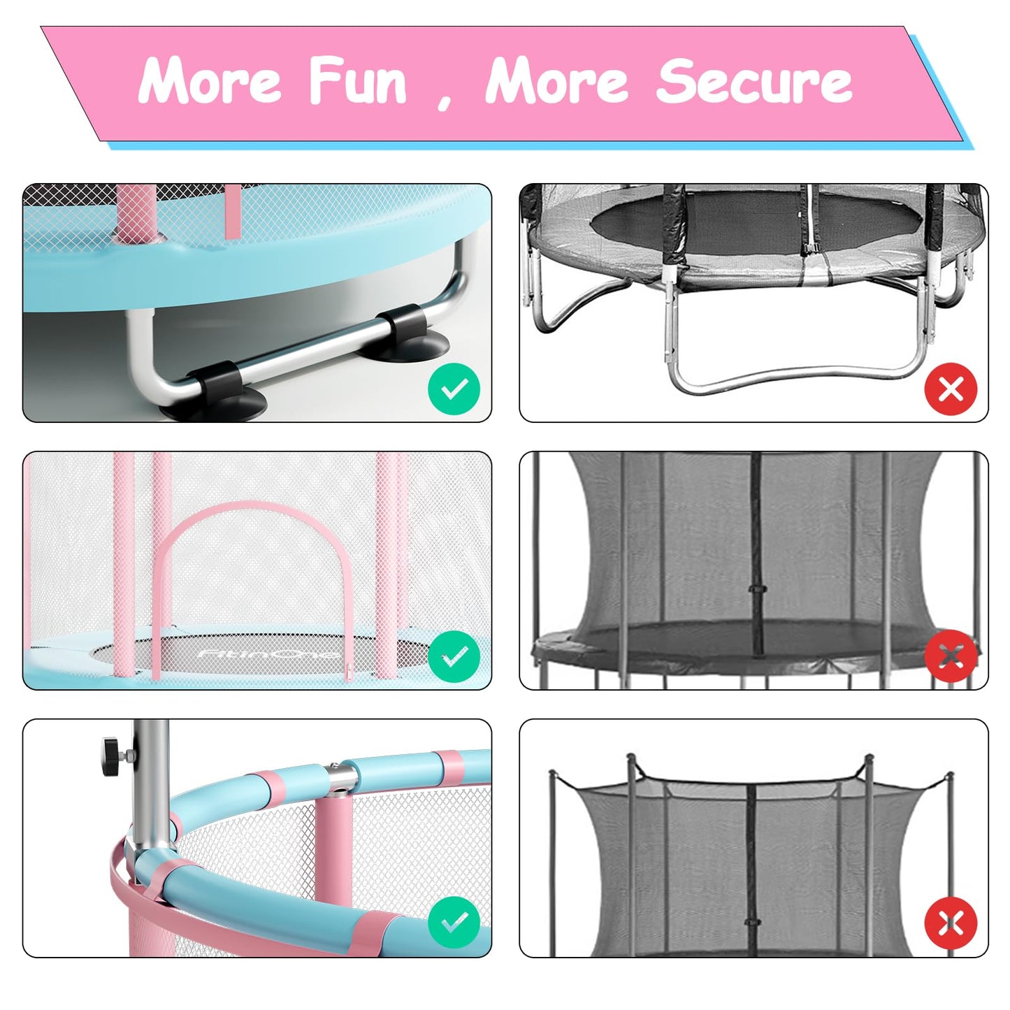 FitinOne 55" Toddler Mini Trampoline for Kids, Indoor Outdoor Toys with Swing, 440lbs Baby Kids