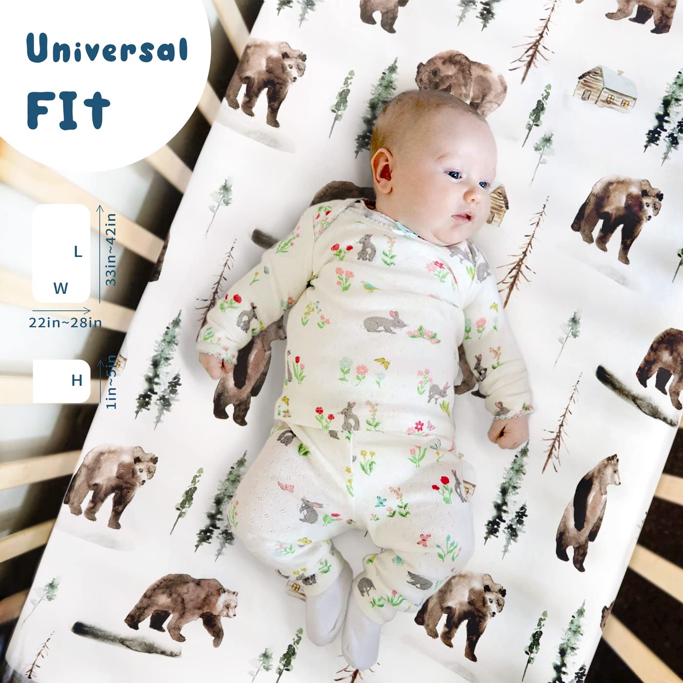GRSSDER Stretchy Ultra Soft Jersey Knit Fitted Pack n Play Sheets Set 2 Pack, Neutral Portable/Mini