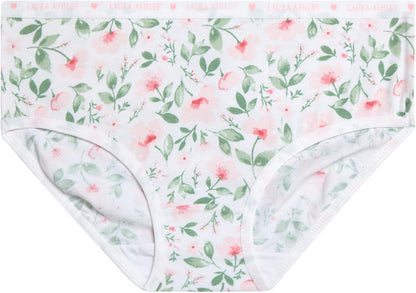 Laura Ashley Girls Underwear - 5 Pack Soft Stretch Breathable Panties for Girls - Lightweight Cotton Panties (Size: 4-12)