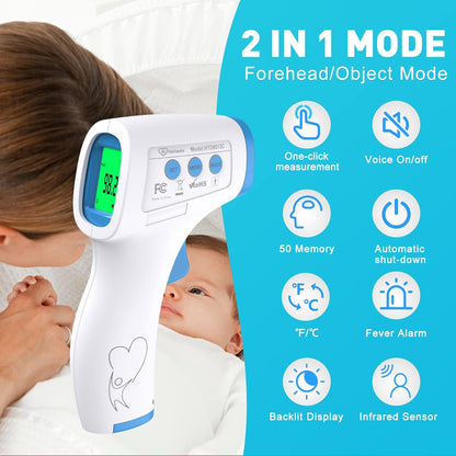 Digital Thermometer for Adults and Kids, No Touch Forehead Thermometer for Baby, 2 in 1 Body