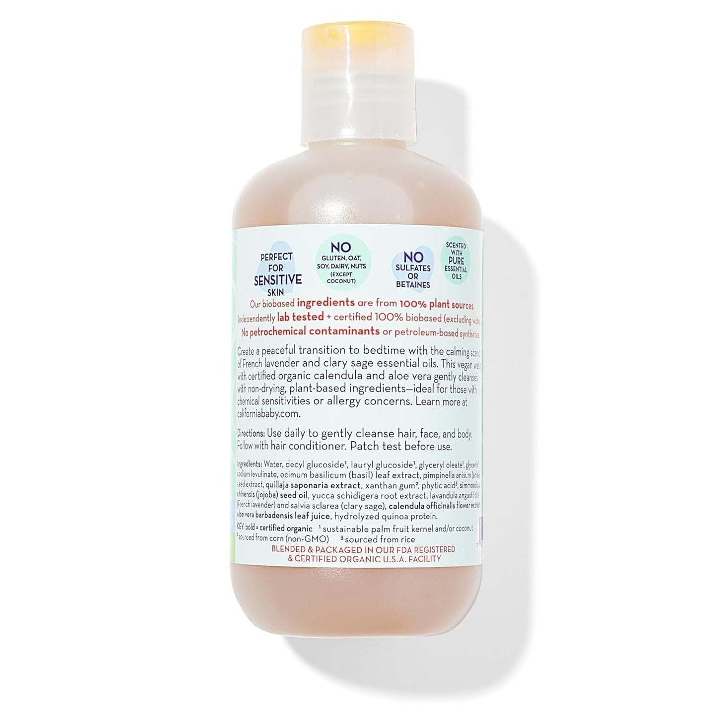 California Baby Calming Baby Shampoo + Baby Wash | 100% Plant-Based | Lavender Body Wash For