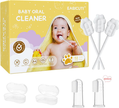 EASICUTI Upgrade Baby Tongue Cleaner, 52PCS Newborn Baby Toothbrush, Baby Oral Cleaner, Disposable