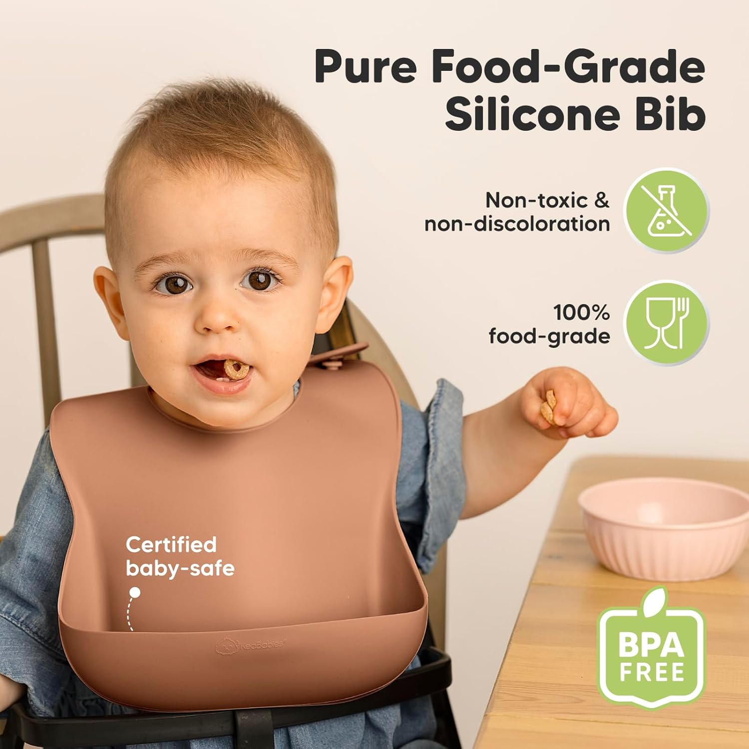 KeaBabies 2-Pack Silicone Baby Bibs for Eating - Sturdy Food-Grade Silicone Bibs for Babies Girl