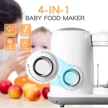 Baby Food Maker, 4 in 1 Baby Food Processor and Steamer, Puree Blender, Multifunctional Baby Puree
