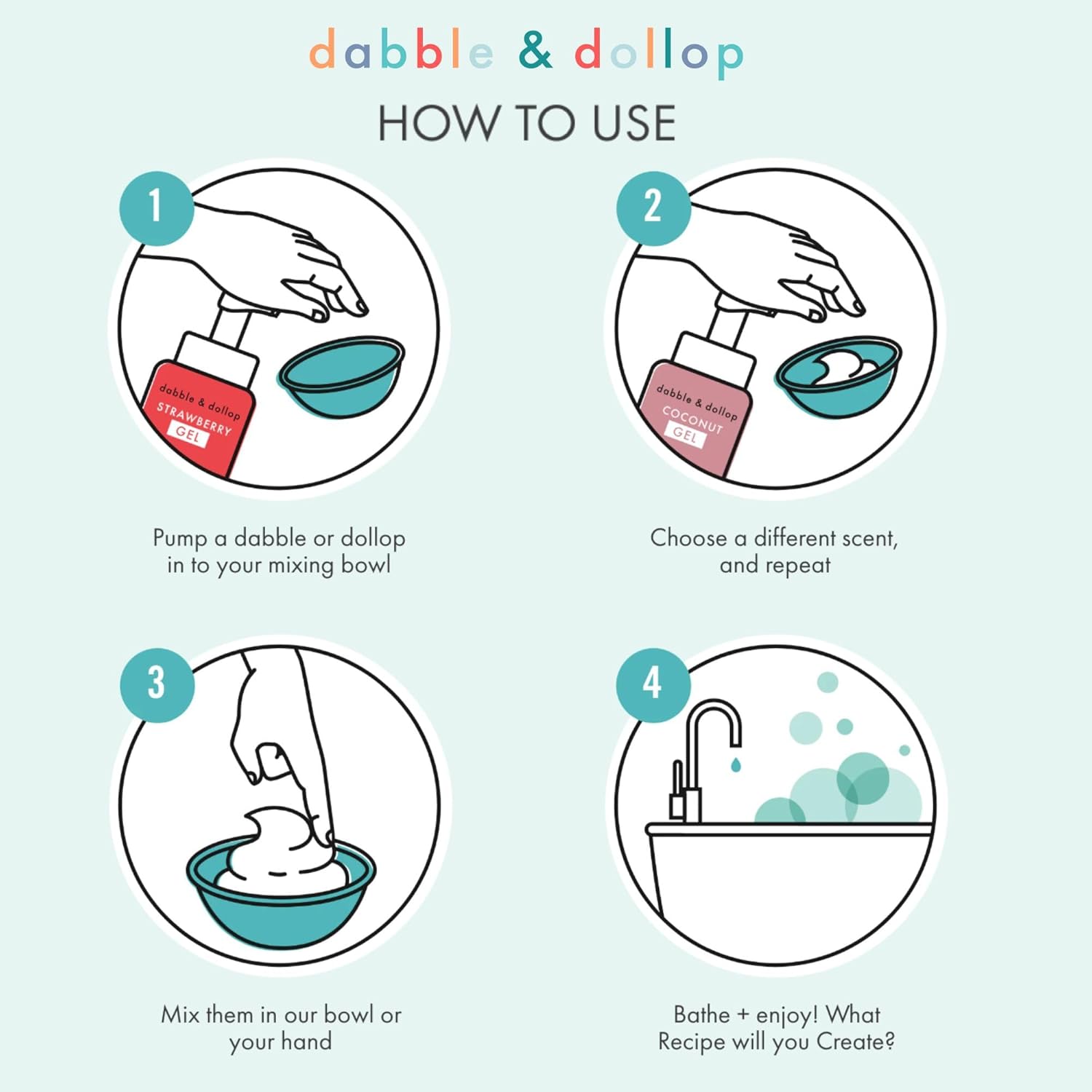 Dabble & Dollop Blueberry + Vanilla Body Wash & Shampoo – 3-in-1 Natural Bubble Bath for Kids, Made
