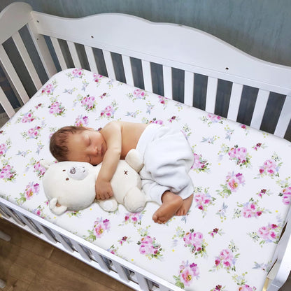 Crib Sheets Girls 4 Pack, Fitted Crib Sheets for Standard Size Crib and Toddler Mattresses, Soft