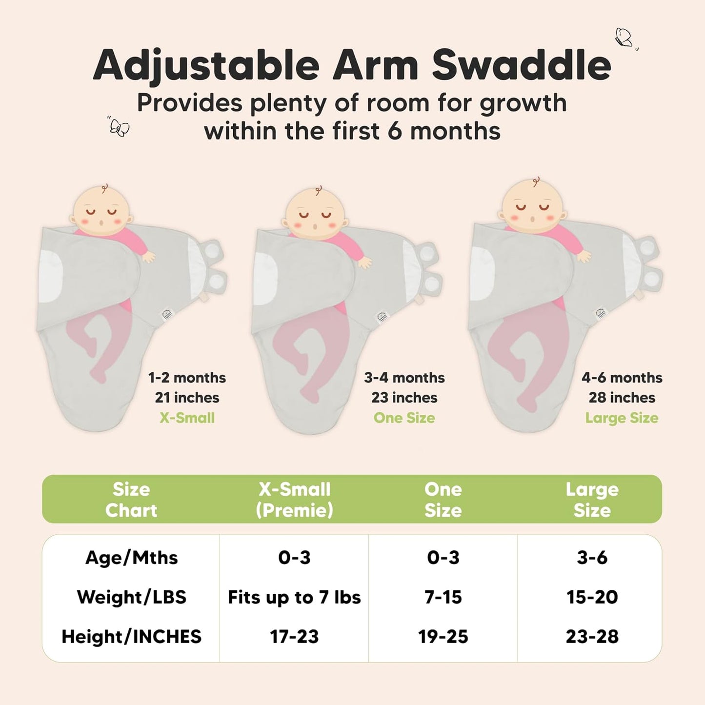 3-Pack Organic Baby Swaddle Sleep Sacks - Swaddles for Newborns, Infant 0-3 Months, Baby Girls