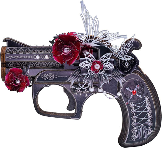 MU 3D Wooden Puzzle for Adult Derringer-Rose of The Night Defender Wood Gun Toy Building, AK47 Revolver Rubber Band Gun Pistol Toys 3D Metal Puzzles Model Kits, DIY Kits Hobbies Xmas Birthday Gift