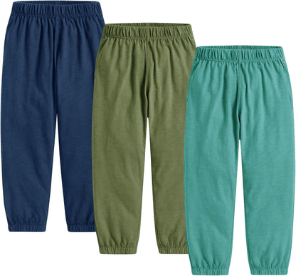 Toddler Boy 3 Pack Long Bloomers Baby Soft Cotton Basic Sweatpants Kids Summer Fall Solid Casual Jogger Pants