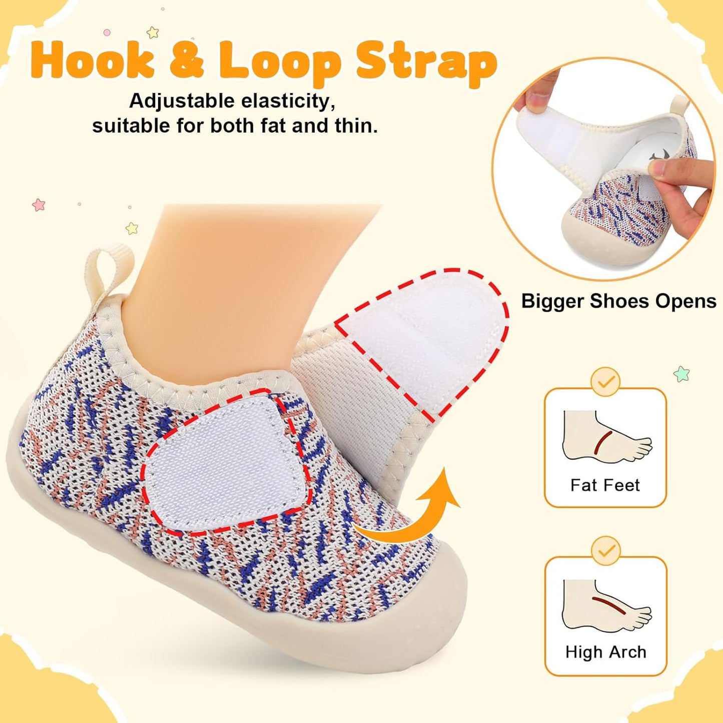 FEETCITY Baby First Walking Shoes Wide Baby Shoes Infant Sneakers Newborn Crib Shoe Barefoot Lightweight Slip On Shoe