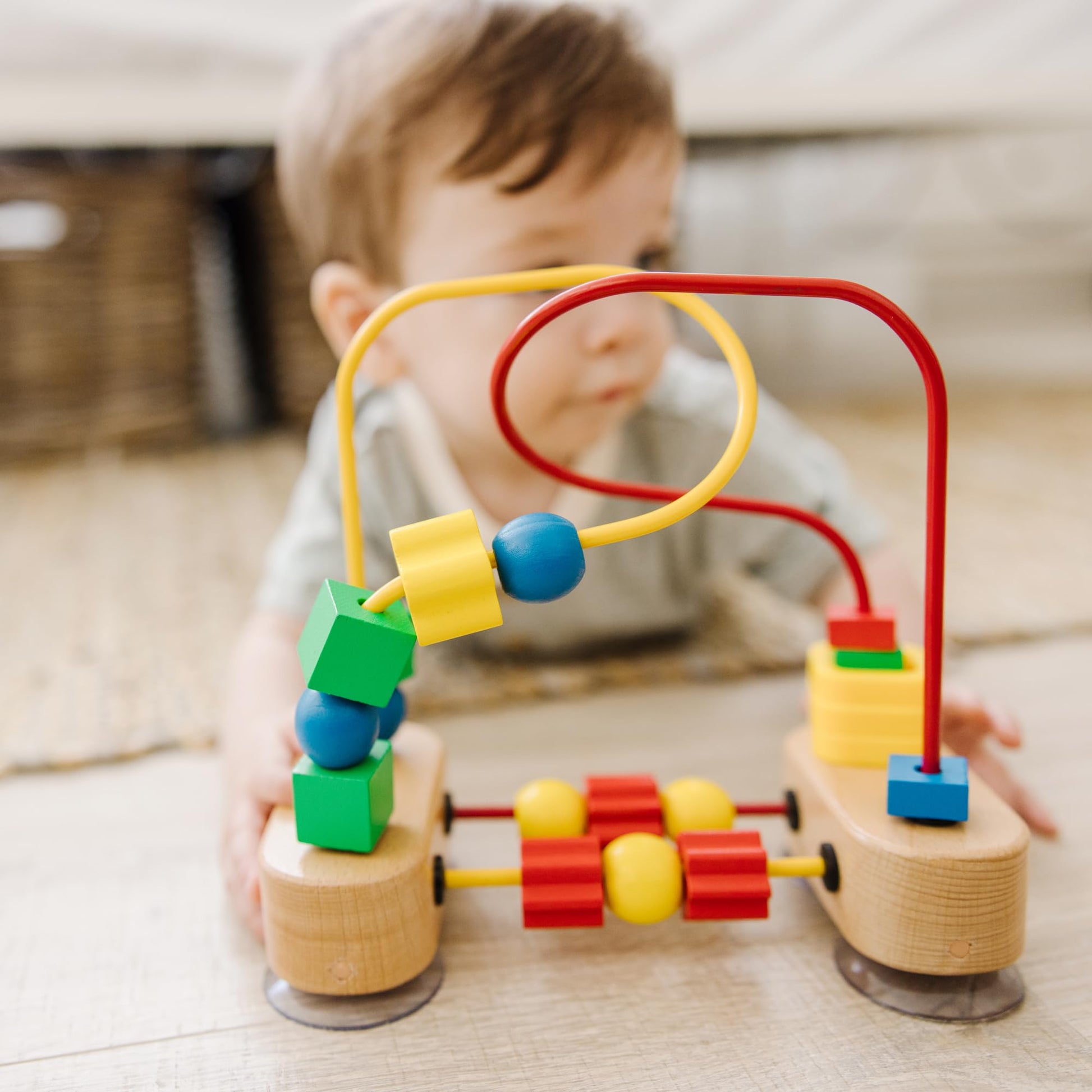 Melissa & Doug First Bead Maze - Wooden Educational Baby Toy with Suction Cups, for Floor, High