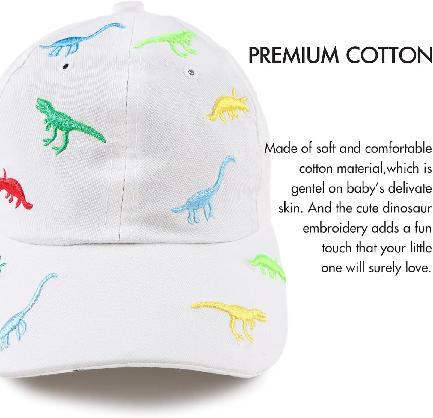 JANGANNSA Dinosaur Boys Girls Caps Embroidery Baby Baseball Caps Cotton Infant Toddler Kids Hat Spring Summer Autumn 2-6Y