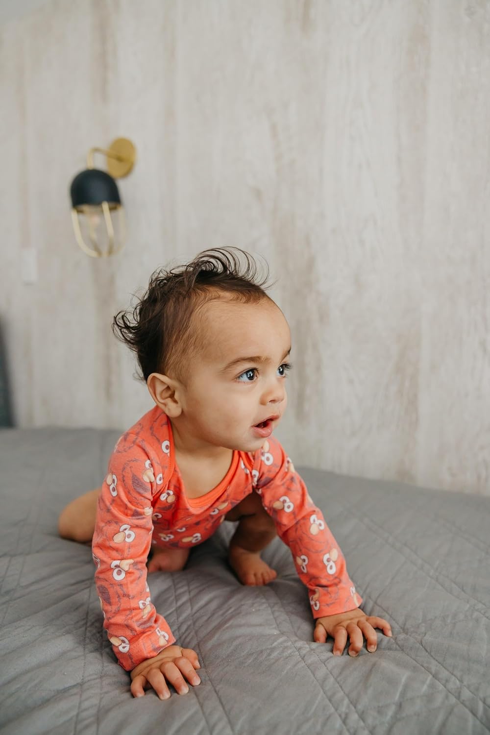 Copper Pearl Long Sleeve Bodysuit Baby: Ultra Soft Baby for Newborns, Boys, and Girls - Stylish, Comfortable, Overlap Shoulders, Premium Knit Fabric - Newborn, Elmo