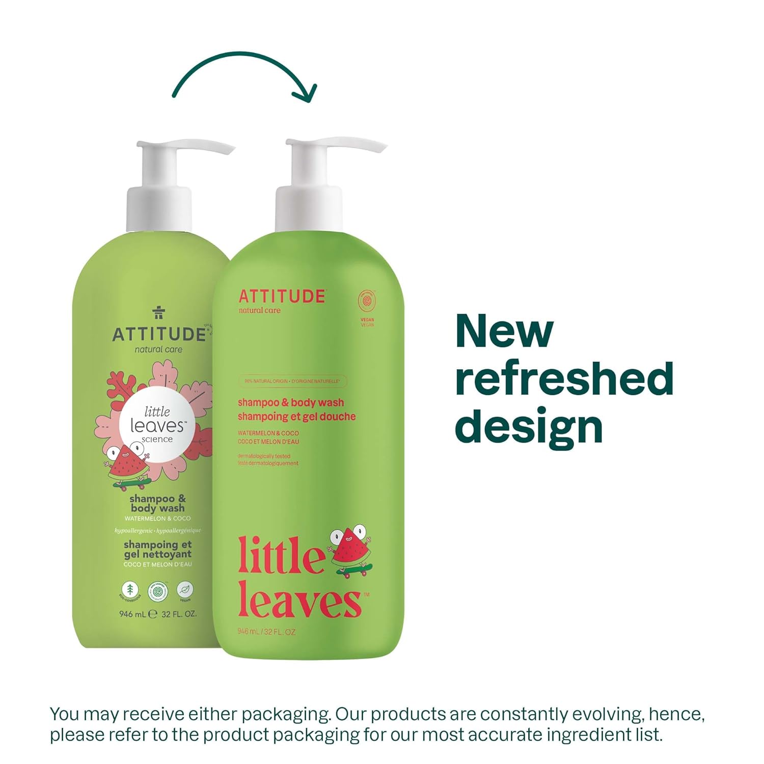 ATTITUDE Shampoo and Body Wash for Kids, EWG Verified Hair and Body Cleanser, Dermatologically