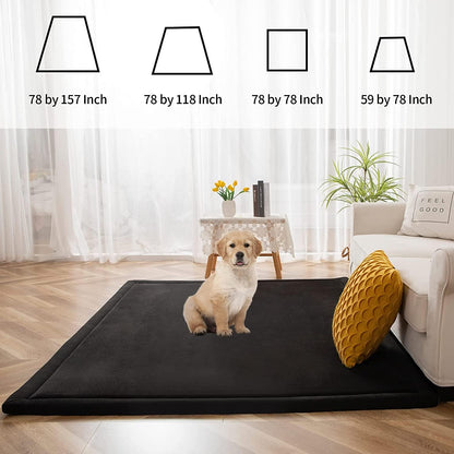 MAXYOYO Baby Play Mat, 1.2" Thick Memory Foam Soft Padded Carpet with Non-Slip Backing, 5x7 ft Japanese Tatami Rug Living Room for Kids, Toddler, Children, Nusery(Black)