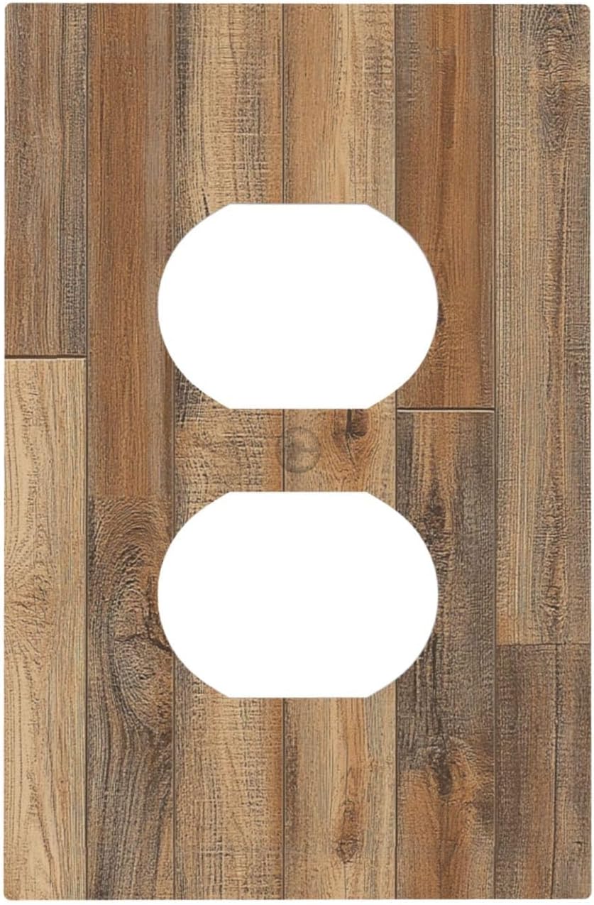 Outlet Covers Retro Rustic Brown Wood Grain 1 Gang Duplex Light Switch Cover Decorative Switch