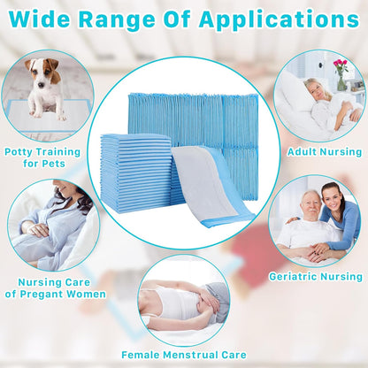 100 Pack Disposable Changing Pad,High Absorbent Diaper Changing Pads,Waterproof Leak Proof Baby Disposable Underpads,Breathable Incontinence Changing Pad for Adult Child Baby Pets,13X18inch