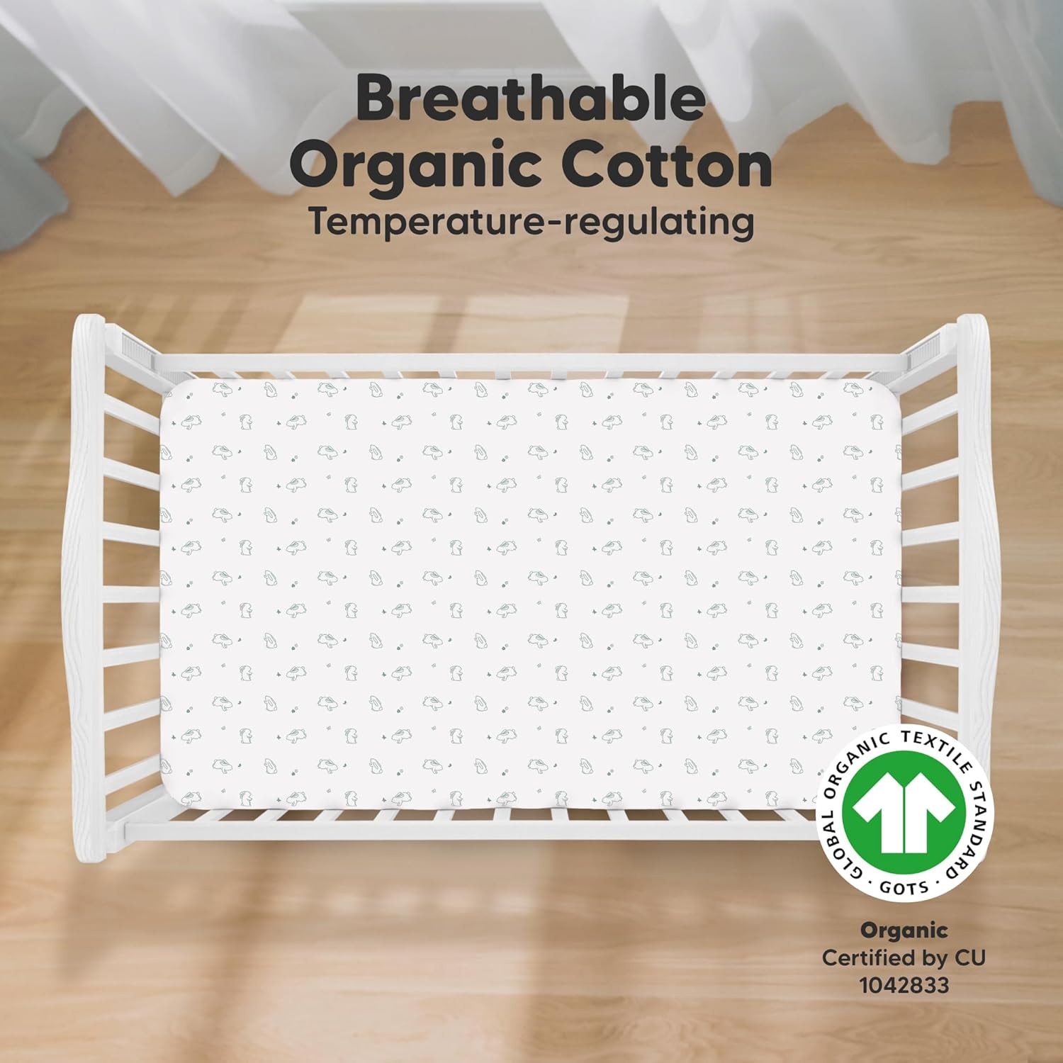 KeaBabies 2-Pack Organic Crib Sheets for Boys, Girls - 52x28 Fitted Crib Mattress Sheet Neutral