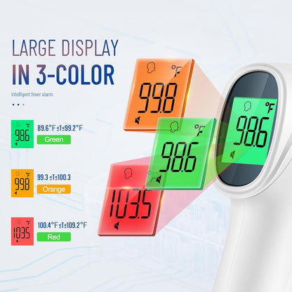 Touchless Thermometer for Adults, Digital Infrared Thermometer Gun with Fever Alarm, Forehead and