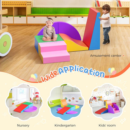 Lischwert Foam Climbing Blocks for Toddlers, Baby Climbing Blocks Soft Play Climbing for Toddlers with Foldable Block and Tunnel Indoor Climbing Toys for Toddler 1-3, 6 Pieces