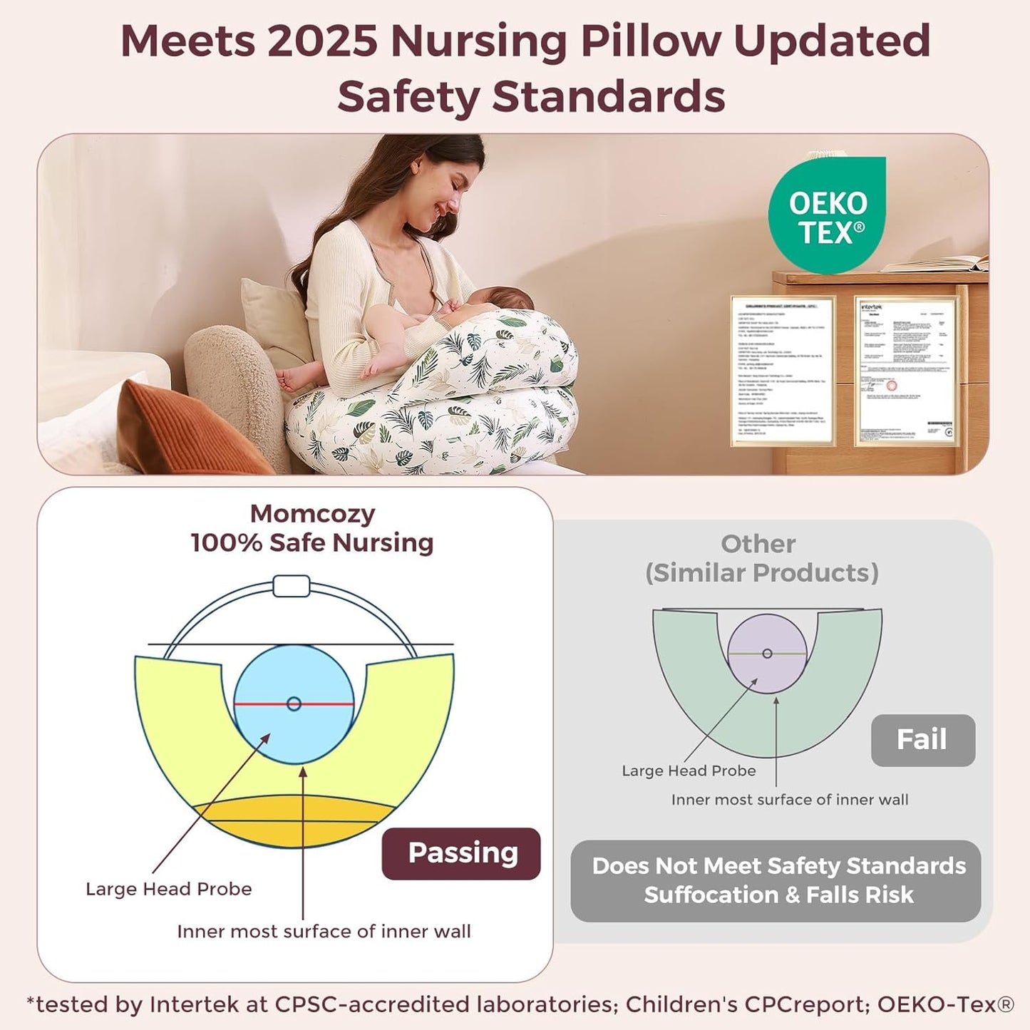 Momcozy Pioneering Safety Fence Nursing Pillow for Breastfeeding- Wider Feeding Pillows for More