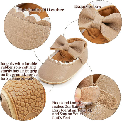 Baby Shoes Mary Jane Flats Non Slip Soft Sole Infant Toddler Sneakers First Walkers Party Christmas Dress Shoes