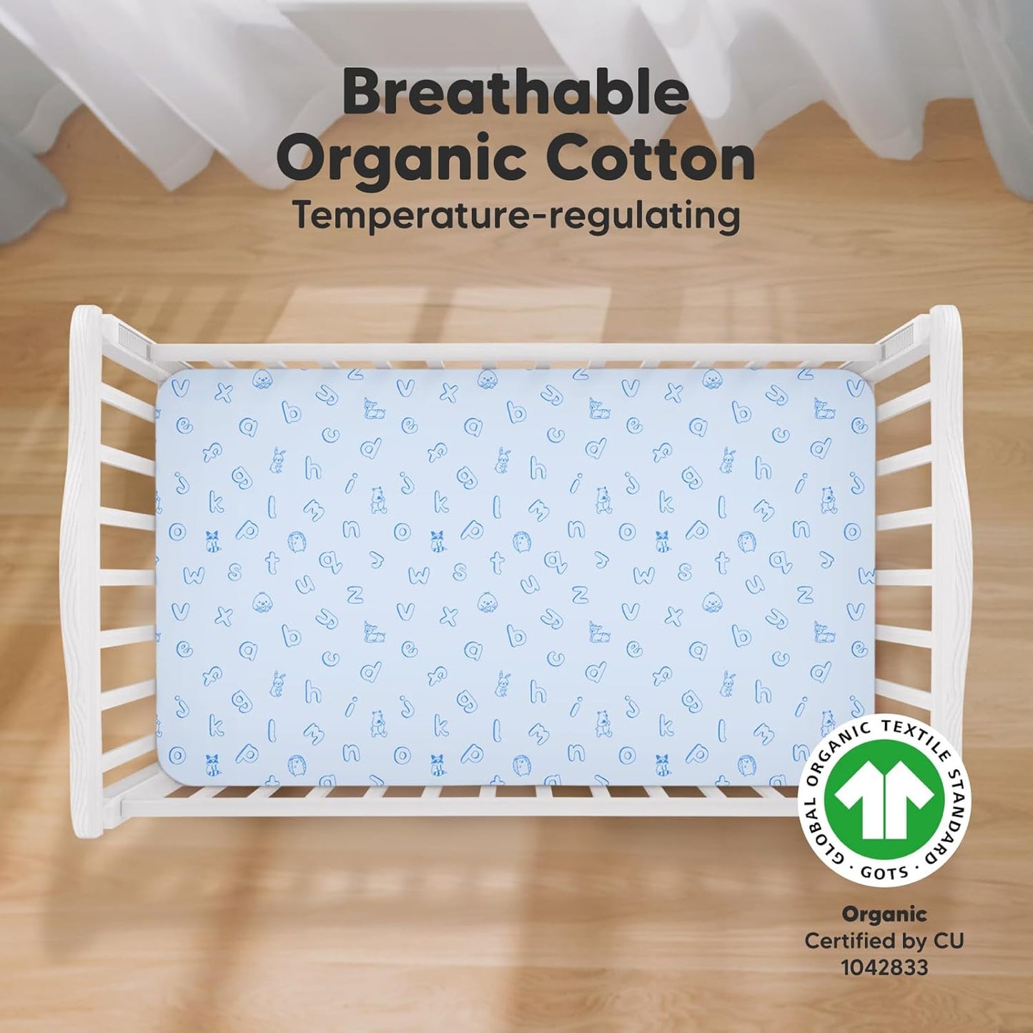 KeaBabies 2-Pack Organic Crib Sheets for Boys, Girls - 52x28 Fitted Crib Mattress Sheet Neutral