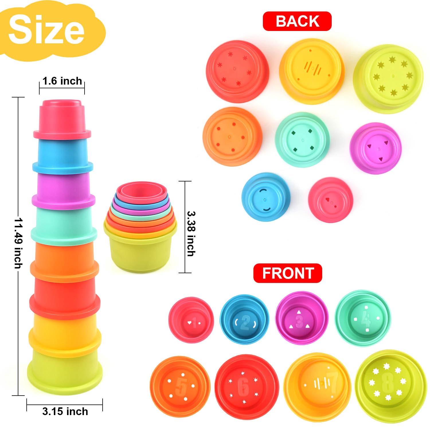 Cosaway Baby Stacking Nesting Cups Toys, Baby Toys 6 to 12 Months, Montessori Toys for Toddler