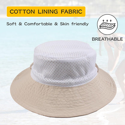 Peecabe Summer Baby Sun Hat for Boys Girls UPF 50+ Wide Brim Toddle Bucket Hat Adjustable Baby Beach Cap 0-8 Years