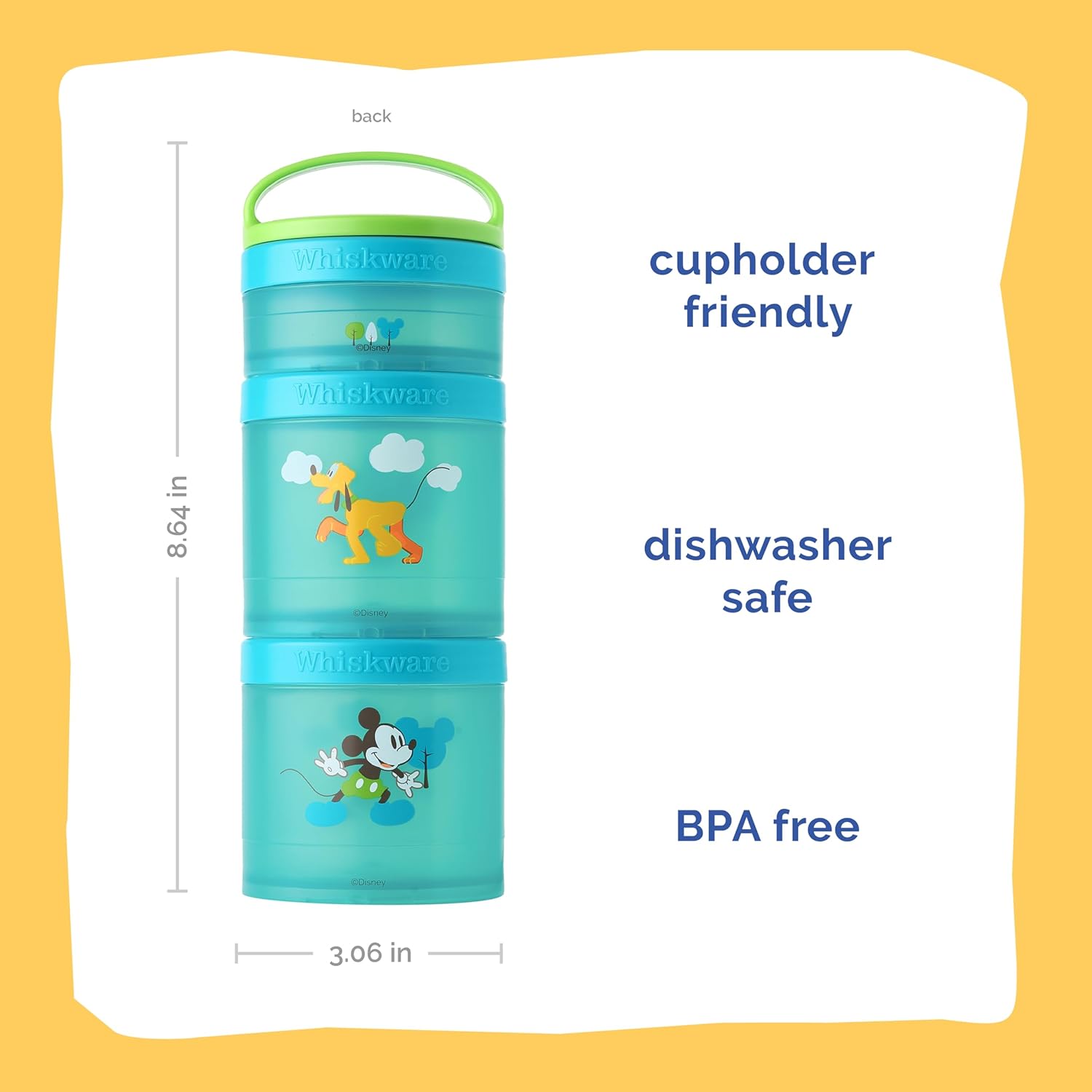 Whiskware Disney Stackable Snack Containers for Kids and Toddlers, 3 Stackable Snack Cups for