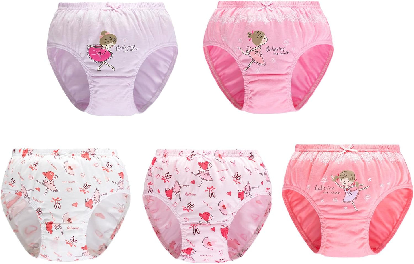 CHUNG Toddlers Little Girls Cotton Briefs Panties Pack of 5/6 Print Underwear 2T-10Years