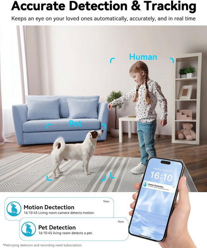 blurams Pet Camera 4K, 8MP Indoor Cameras for Home Security with One-Touch Call, Color Night Vision, Motion Tracking, 5GHz/2.4GHz Wi-Fi, Cloud & SD Card Storage, Wi-Fi 6