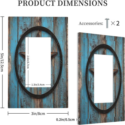 Decorative Outlet Covers Rustic Wood Country Barn Texas Star On Teal 1 Gang Single Rocker Light Switch Cover Plate Wall Plates Gfci Faceplate For Farmhouse Cabin Decor