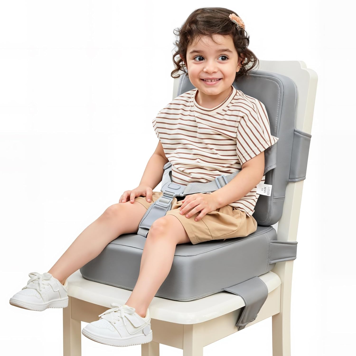HOMEAL Booster Seat for Kitchen Chair - Compact Toddler Dining Seat with Easy-Install Straps &
