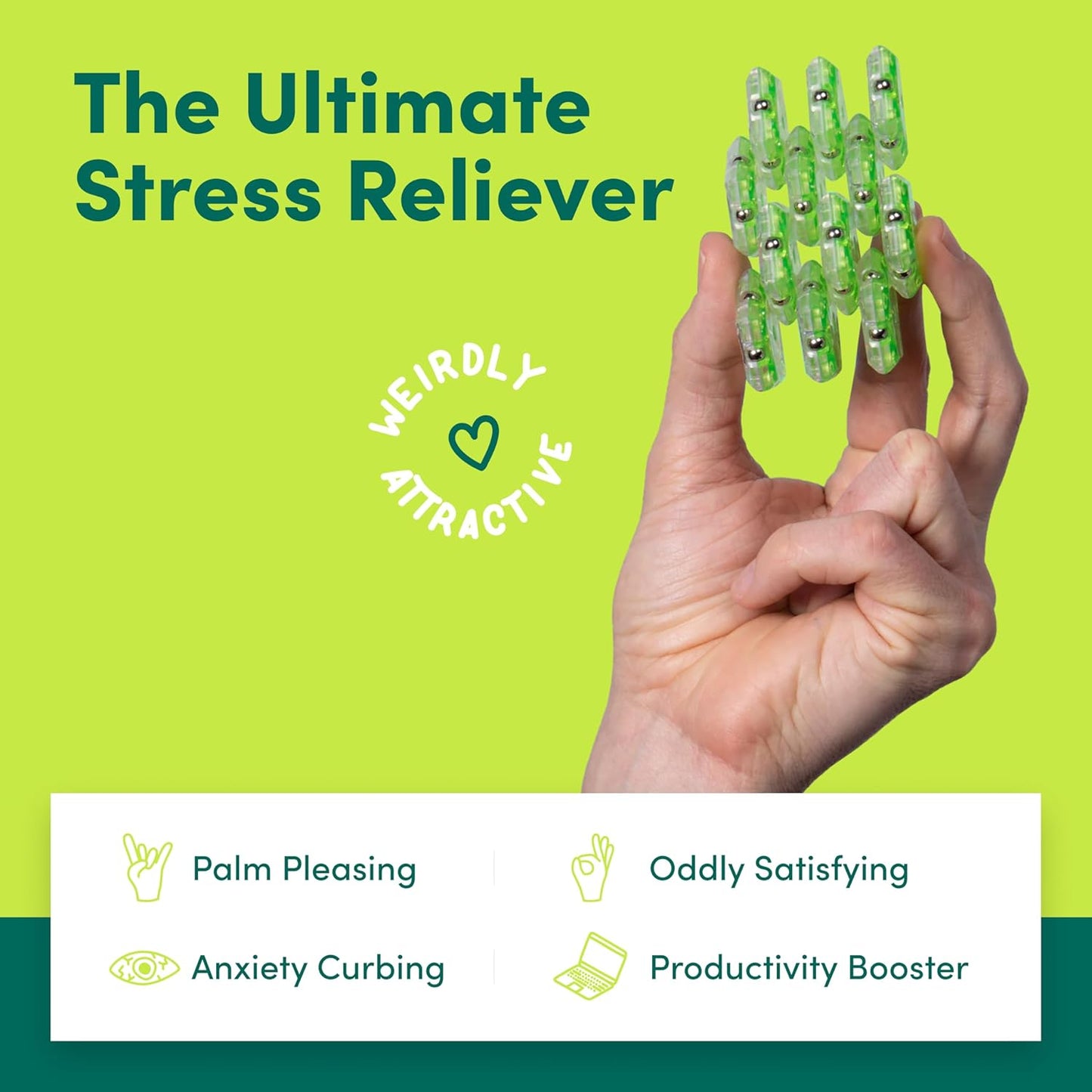 Speks Geode Sphere Magnetic Fidget Toy for Adults | Quiet Adult Sensory Toy for Stress Relief & Anxiety, Office Desk Toy & Top Gadget Gift Idea | Peridot, 12-Piece Set