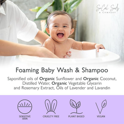 SoCal Suds & Company - 2-in-1 Organic Foaming Baby Shampoo & Body Wash Castile Soap Refill - Gentle