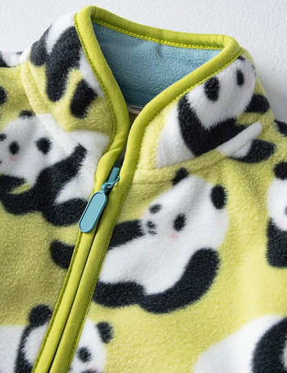 Kids Printed Polar Fleece Jacket Toddler Baby Boys Girls Autumn Winter Warm Sherpa Lining Outerwear Soft Lightweight