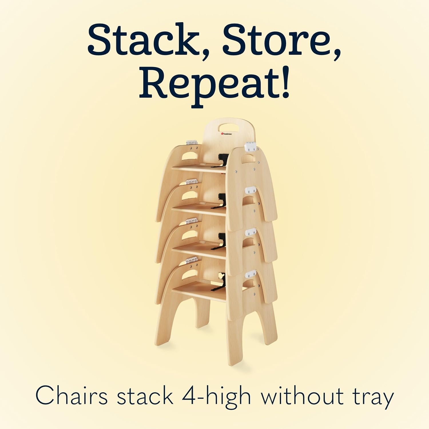 Foundations Easy Serve Low Wood Feeding Chairs Multipack, Adjustable Harness, Removable Dishwasher